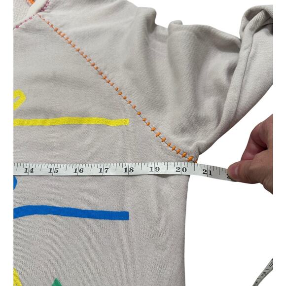 Lauren Moshi Jocelyn "Love Peace Happiness" Rainbow Stitch Sweatshirt XS - Picture 7 of 9